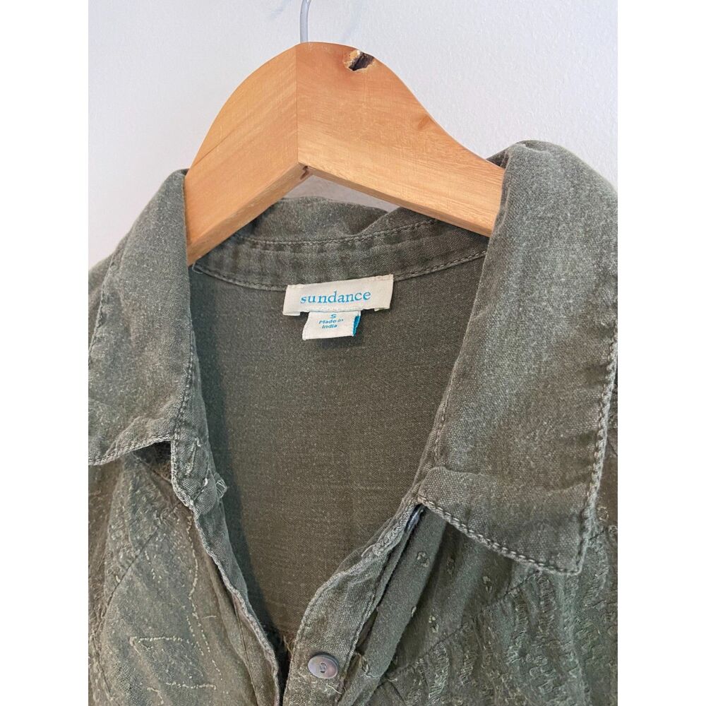 Sundance Olive Green Patchwork Blouse Women's Siz… - image 4